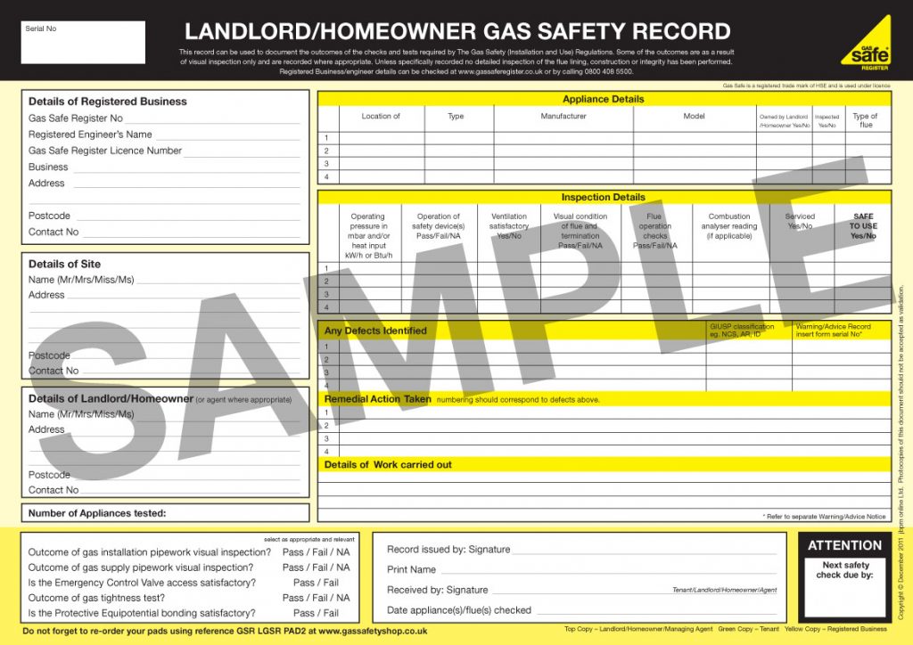 landlords gas safety record